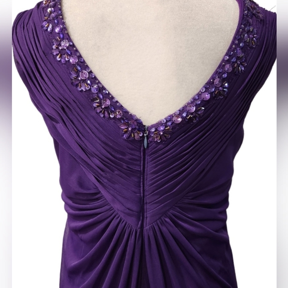 Purple Gown with Pleated Fabric Bodice and Rhinestone Detail at Bodice a… - Picture 8 of 9